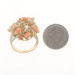 Yellow Gold Coral Vintage Cluster Cocktail Ring - 10k Oval Cabochon Floral