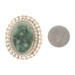 Yellow Gold Nephrite Jade Seed Pearl Vintage Halo Brooch - 14k Oval Cabochon Pin