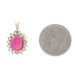 Yellow Gold Lab-Created Ruby Cubic Zirconias Halo Pendant - 14k Oval 2.65ctw