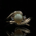 Yellow Gold Pearl Diamond Bypass Ring - 10k