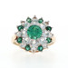 Yellow Gold Simulated Emerald Simulated White Sapphire Double Halo Ring - 14k Rd