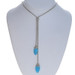 Charles Krypell Quartz over Turquoise Marquise Lariat Necklace 20" Sterling 925