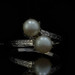 White Gold Pearls Art Deco Two-Stone Bypass Ring - 14k