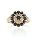 Yellow Gold Sapphire Diamond Cluster Halo Ring - 10k Round .95ctw Floral
