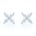 White Gold Diamond Floral Stud Earrings - 18k Marquise 4.13ctw Leaves Pierced