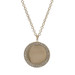 Yellow Gold Diamond Circle Halo Necklace - 14k Engravable Disc Adjustable