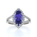 White Gold Tanzanite Diamond Halo Ring - 18k Marquise 3.20ctw
