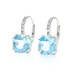 White Gold Blue Topaz Diamond Drop Earrings 18k Buff Top Cushion 5.08ctw Pierced