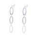 White Gold Triple Oval Dangle Earrings - 14k Italy Pierced