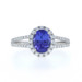 Platinum Tanzanite Diamond Halo Ring - 950 Oval 1.74ctw