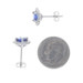 White Gold Sapphire Diamond Halo Stud Earrings - 14k Round 2.42ctw Pierced
