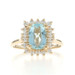 Yellow Gold Aquamarine Diamond Halo Ring - 14k Cushion 2.63ctw