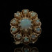 Yellow Gold Australian Opal Halo Ring - 14k Round Cabochon 1.30ctw Flower