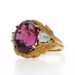 Yellow Gold Rhodolite Garnet Diamond Vintage Cocktail Ring - 18k Oval 15.14ctw