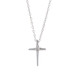 White Gold Diamond Cross Solitaire Necklace 16 1/4" - 14k Single Cut Faith