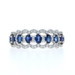 White Gold Sapphire Diamond Band - 18k Oval 1.31ctw Scallop Nine-Stone Ring