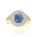 Yellow Gold Sapphire Diamond Halo Ring - 18k Oval Cabochon 1.26ctw