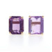 Yellow Gold Amethyst Stud Earrings - 14k Emerald Cut 11.20ctw Pierced