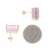 Yellow Gold Amethyst Stud Earrings - 14k Emerald Cut 11.20ctw Pierced