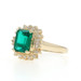 Yellow Gold Lab-Created Emerald Diamond Halo Ring - 14k 1.92ctw