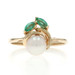 Yellow Gold Pearl Emerald Ring - 14k .20ctw Leaves