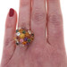 Rose Gold Citrine Amethyst Aquamarine Vintage Cluster Cocktail Ring 18k 6.90ctw