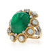 Ruser Emerald Diamond Vintage Halo Cocktail Ring Gold 18k Platinum 19.85ctw GIA