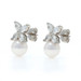 White Gold Akoya Pearl Diamond Short Drop Earrings - 18k 1.28ctw Pierced