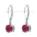 White Gold Ruby Dangle Earrings - 10k Round Pierced