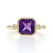 Yellow Gold Amethyst Diamond Ring - 14k Asscher Brilliant 1.95 Milgrain