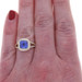 Yellow Gold Tanzanite Diamond Halo Ring - 14k Square Cushion .32ctw Milgrain