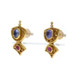Yellow Gold Tanzanite Ruby Short Drop Earrings - 18k 22k Rd Cab .84ctw Pierced