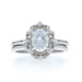 White Gold Moissanite Engagement Ring & Wedding Band - 14k Oval 1.47ctw Floral