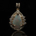 Yellow Gold Australian Opal Diamond Pendant - 14k Pear Cabochon .79ctw Teardrop