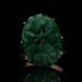 Yellow Gold Jadeite Vintage Cocktail Solitaire Ring - 14k Carved Flowers
