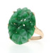 Yellow Gold Jadeite Vintage Cocktail Solitaire Ring - 14k Carved Flowers