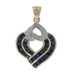 Yellow Gold Sapphire Diamond Heart Pendant - 14k Square 3.68ctw Love Ribbon