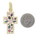 Yellow Gold Ruby Sapphire Cross Pendant - 18k Oval Round Marquise 1.63ctw Faith
