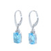 White Gold Blue Topaz Diamond Dangle Earrings -14k Check Cushion 6.83ctw Pierced