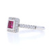White Gold Ruby Diamond Cluster Halo Ring - 14k Square .74ctw Engagement