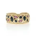 YellowGold Sapphire Ruby Band 18k Pear Marq 2.73ctw Cluster Cocktail Ring Adjust