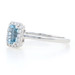 White Gold Aquamarine & Diamond Halo Ring - 14k Emerald Cut .56ctw