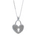 White Gold Diamond Heart Padlock Necklace 18" - 14k Single Cut .10ctw Love