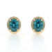 Yellow Gold Blue Zircon Stud Earrings - 14k Oval 3.60ctw Pierced
