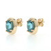 Yellow Gold Blue Zircon Stud Earrings - 14k Oval 3.60ctw Pierced