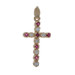 Yellow Gold Diamond Ruby Cross Pendant - 14k Round Brilliant .39ctw Faith