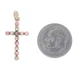 Yellow Gold Diamond Ruby Cross Pendant - 14k Round Brilliant .39ctw Faith