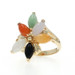 Yellow Gold Jadeite Onyx Cluster Cocktail Bypass Ring - 14k Marquise Cabochon