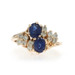 Yellow Gold Sapphire Diamond Ring - 14k Oval 1.40ctw Two-Stone Bypass