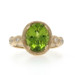 Yellow Gold Peridot Diamond Ring - 14k Oval Checkerboard 3.54ctw SZ 8